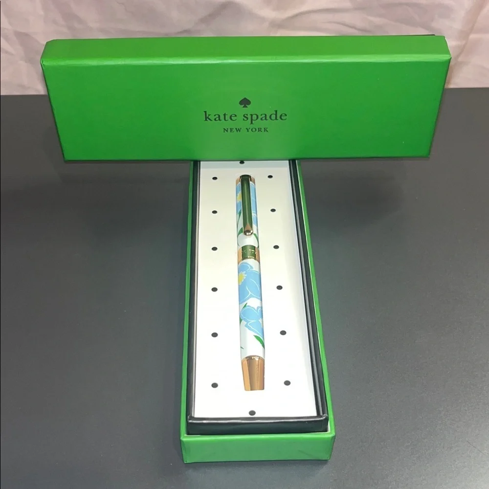 Kate Spade Ballpoint Pen Light Blue Gold Metal Details